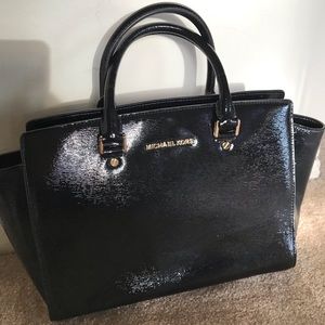 Michael Kors black patent handbag purse